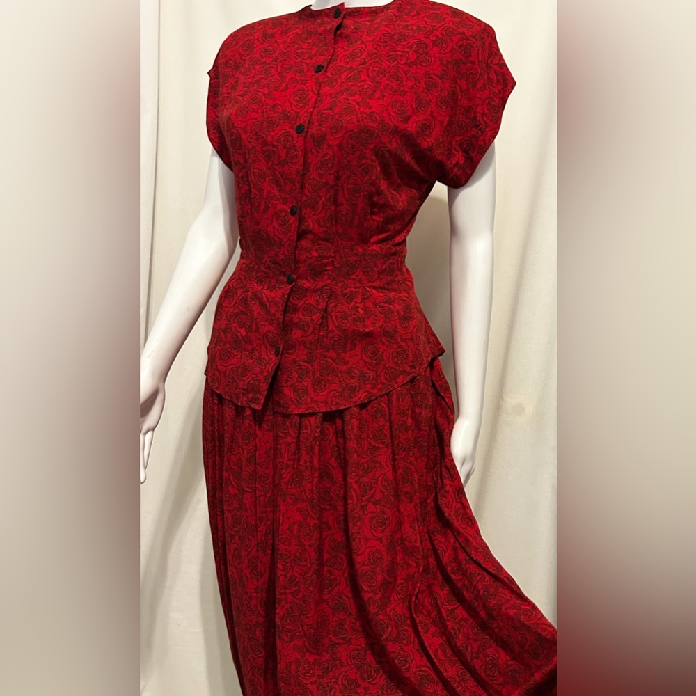 Rare 1980’s Vintage Componix Sz 5/7 Red Rose Floral Set Cottagecore Whimsigoth
